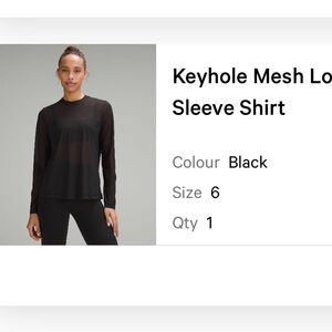 lululemon athletica Black Keyhole Mesh Long Sleeve Shirt